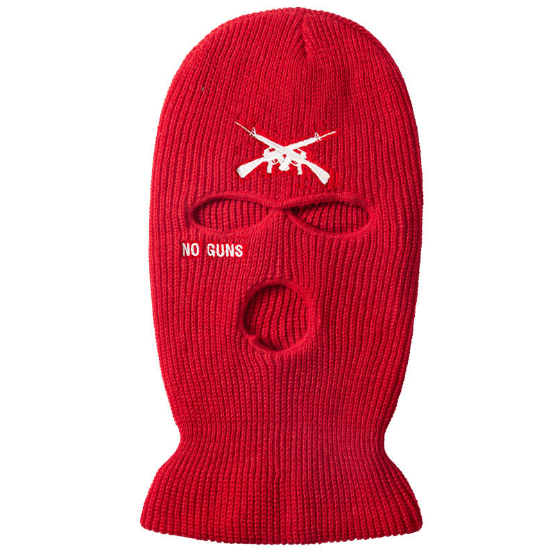 Men's Embroidered Three-hole Knitted Hat