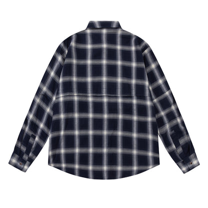 American Retro Plaid Long Sleeve Shirt Men