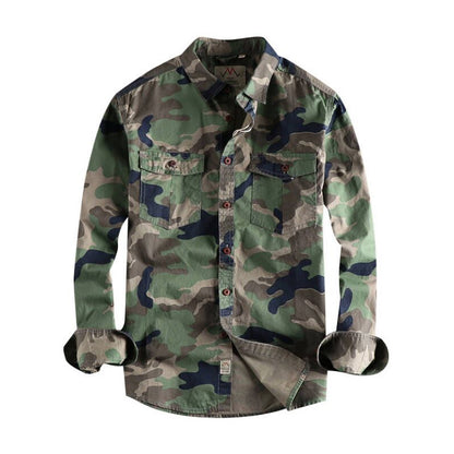 Washed Camouflage American Tooling Long-sleeved Shirt Men