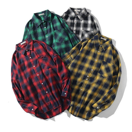 Men Polyester Check Long Sleeve Shirt