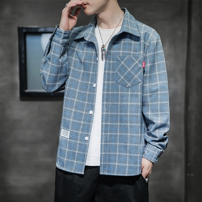 Plaid Shirt Men Long Sleeved Korean Style Trend