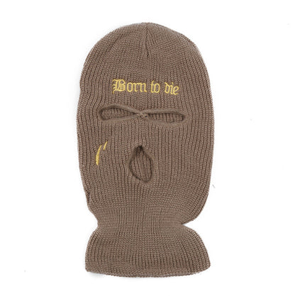 Fashion Embroidery Three-hole Woolen Knitted Hat