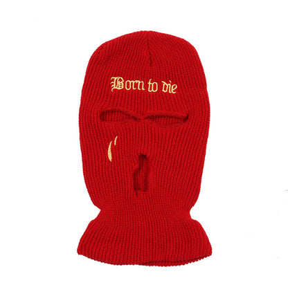 Fashion Embroidery Three-hole Woolen Knitted Hat