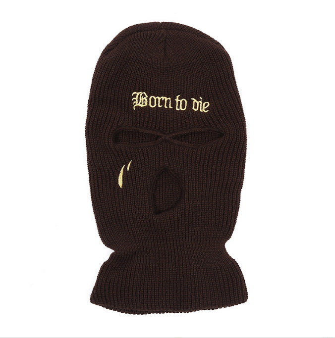 Fashion Embroidery Three-hole Woolen Knitted Hat