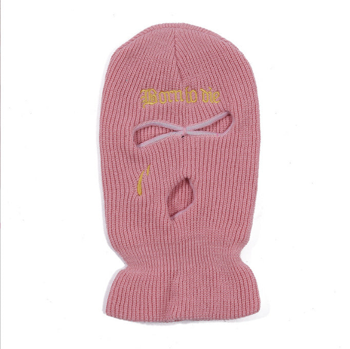 Fashion Embroidery Three-hole Woolen Knitted Hat