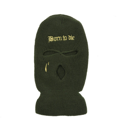 Fashion Embroidery Three-hole Woolen Knitted Hat