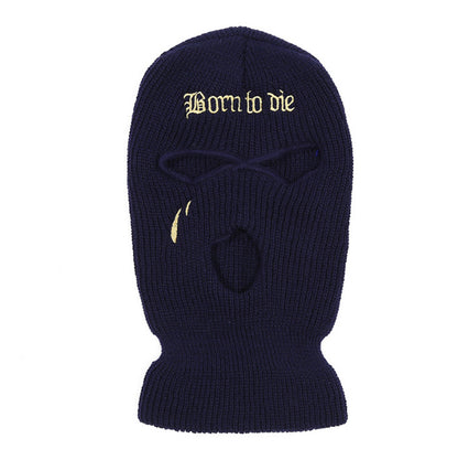 Fashion Embroidery Three-hole Woolen Knitted Hat