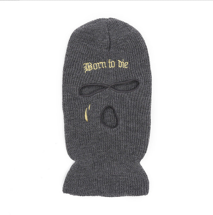 Fashion Embroidery Three-hole Woolen Knitted Hat