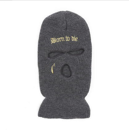 Fashion Embroidery Three-hole Woolen Knitted Hat