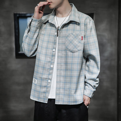 Plaid Shirt Men Long Sleeved Korean Style Trend