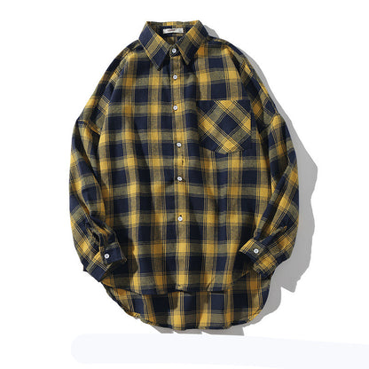 Men Polyester Check Long Sleeve Shirt