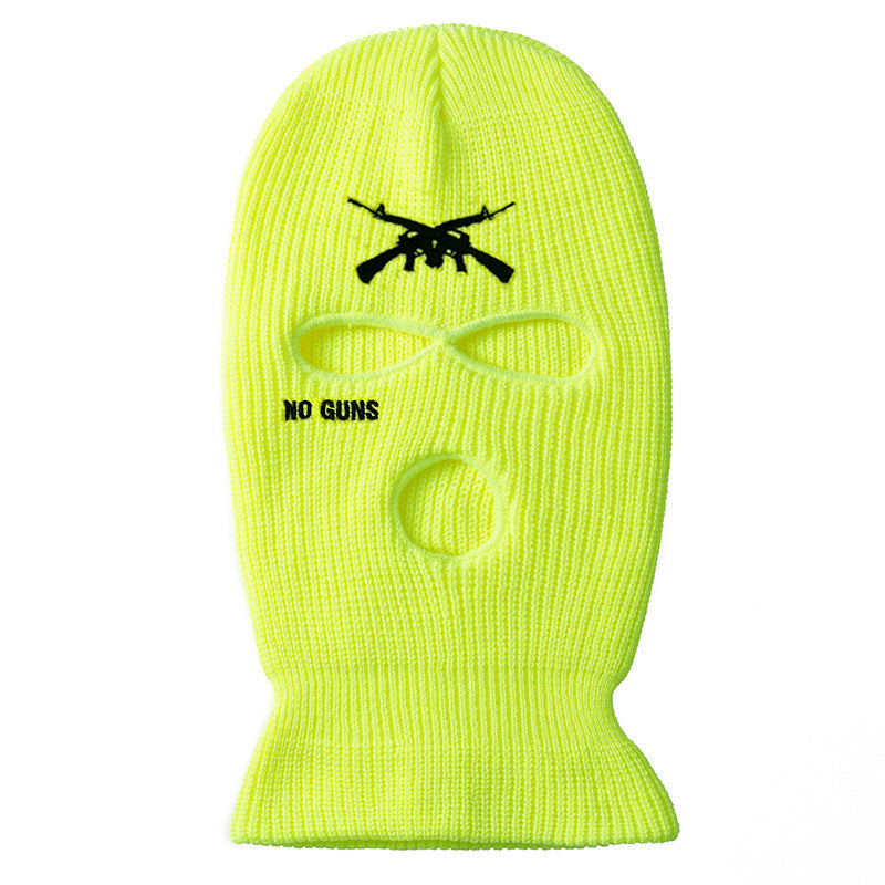 Men's Embroidered Three-hole Knitted Hat