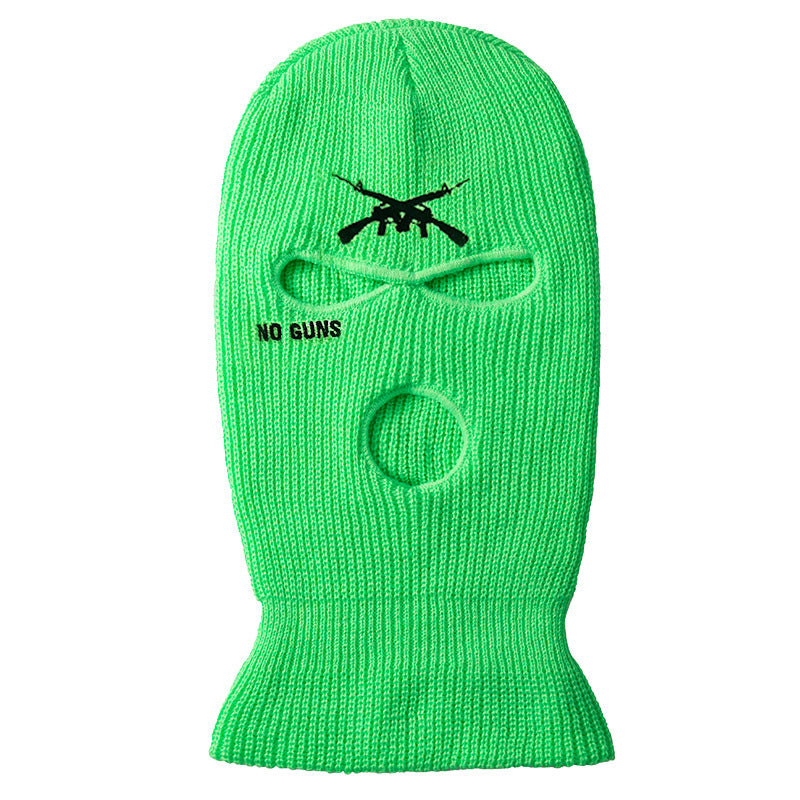 Men's Embroidered Three-hole Knitted Hat