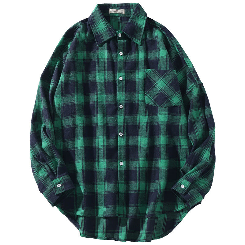 Men Polyester Check Long Sleeve Shirt