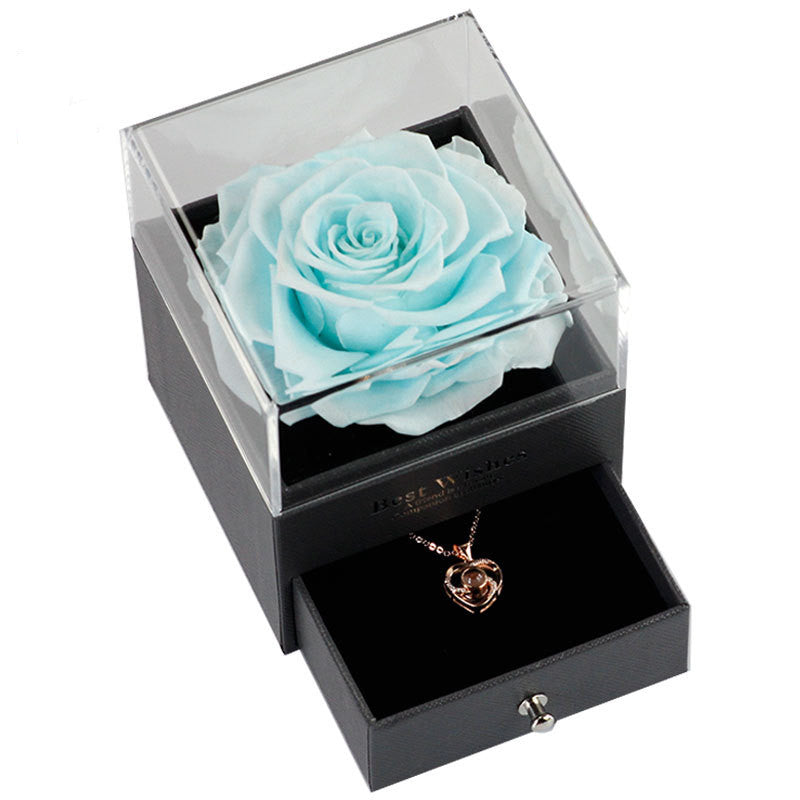 Preserved Flower Jewelry Box Necklace Rose Acrylic