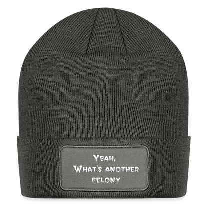 Patch Beanie - charcoal grey